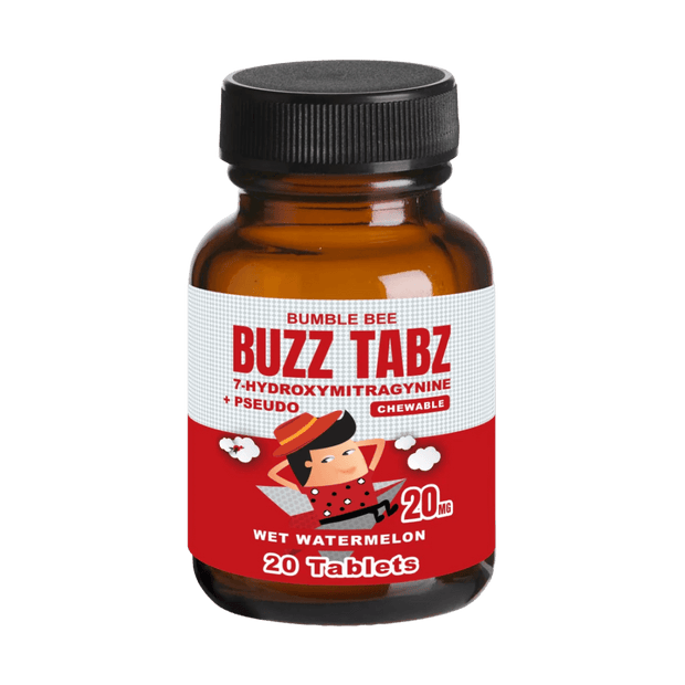 Bumblebee Buzz Tabz 7 - OH+Pseudo 20mg 20 Count - Wet Watermelon - Kratom Hood