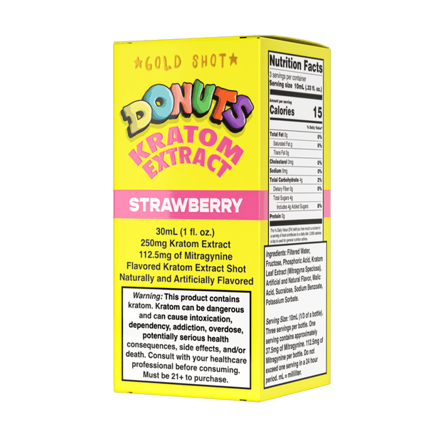Donuts Kratom Extract 250mg Strawberry Shot - Kratom Hood