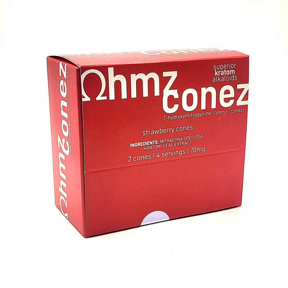 Eat Ohmz Conez Strawberry 7 - Hydroxymitragynine 70mg 2 Cones - Kratom Hood