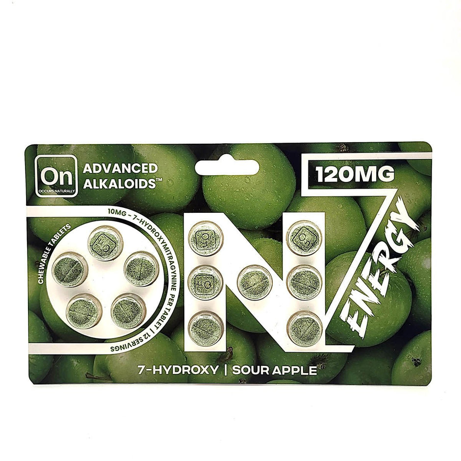 On7 Energy 7 - Hydroxy Sour Apple Chewable Tablets 120mg - Kratom Hood