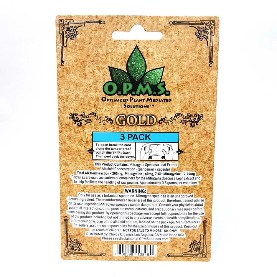 OPMS Gold Kratom Capsules - 3 Pack - Kratom Hood