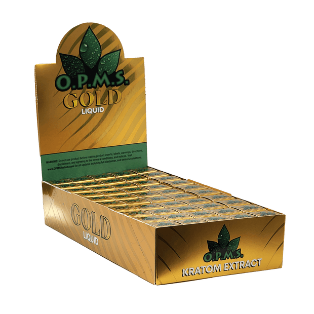 OPMS Gold Liquid Kratom Shots - Wholesale Box of 50 (New Packaging!) - Kratom Hood