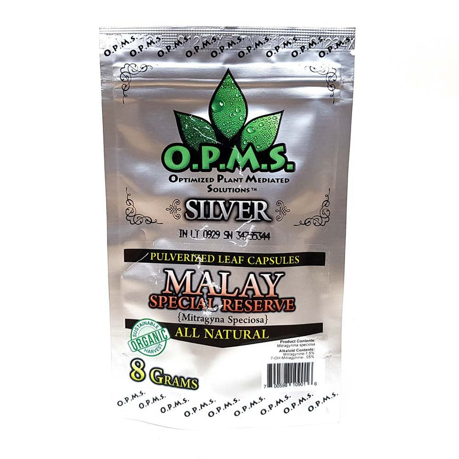 OPMS Silver Malay Special Reserve Kratom Capsules - Kratom Hood