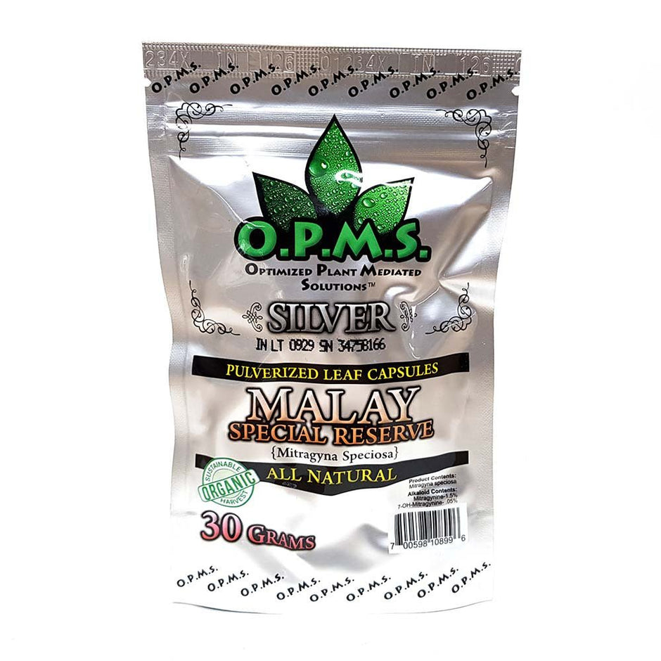 OPMS Silver Malay Special Reserve Kratom Capsules - Kratom Hood