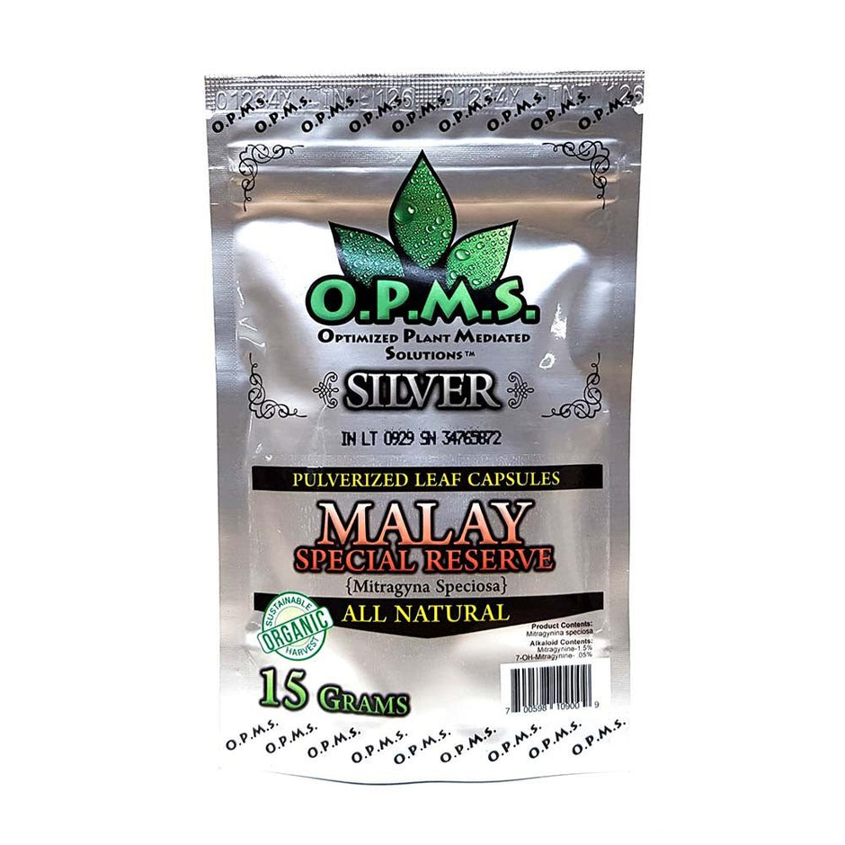 OPMS Silver Malay Special Reserve Kratom Capsules - Kratom Hood