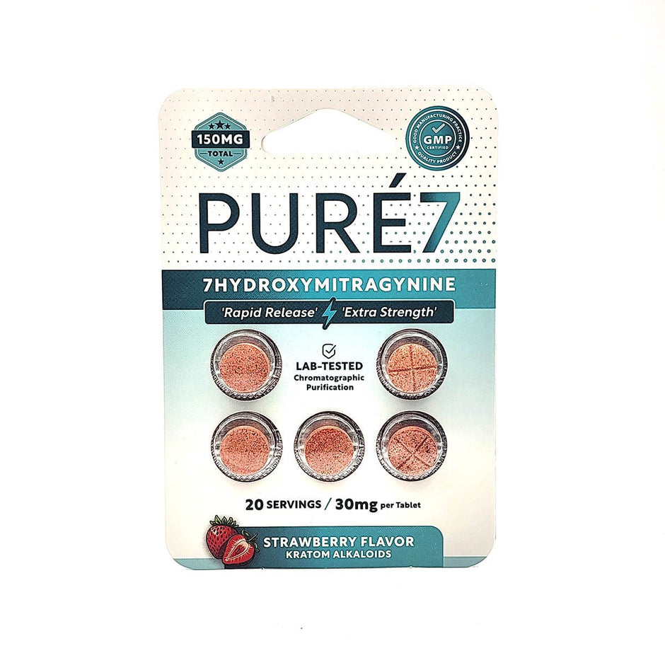 Pure 7 - Hydroxymitragynine Strawberry 30mg Tablets - 5 Count - Kratom Hood