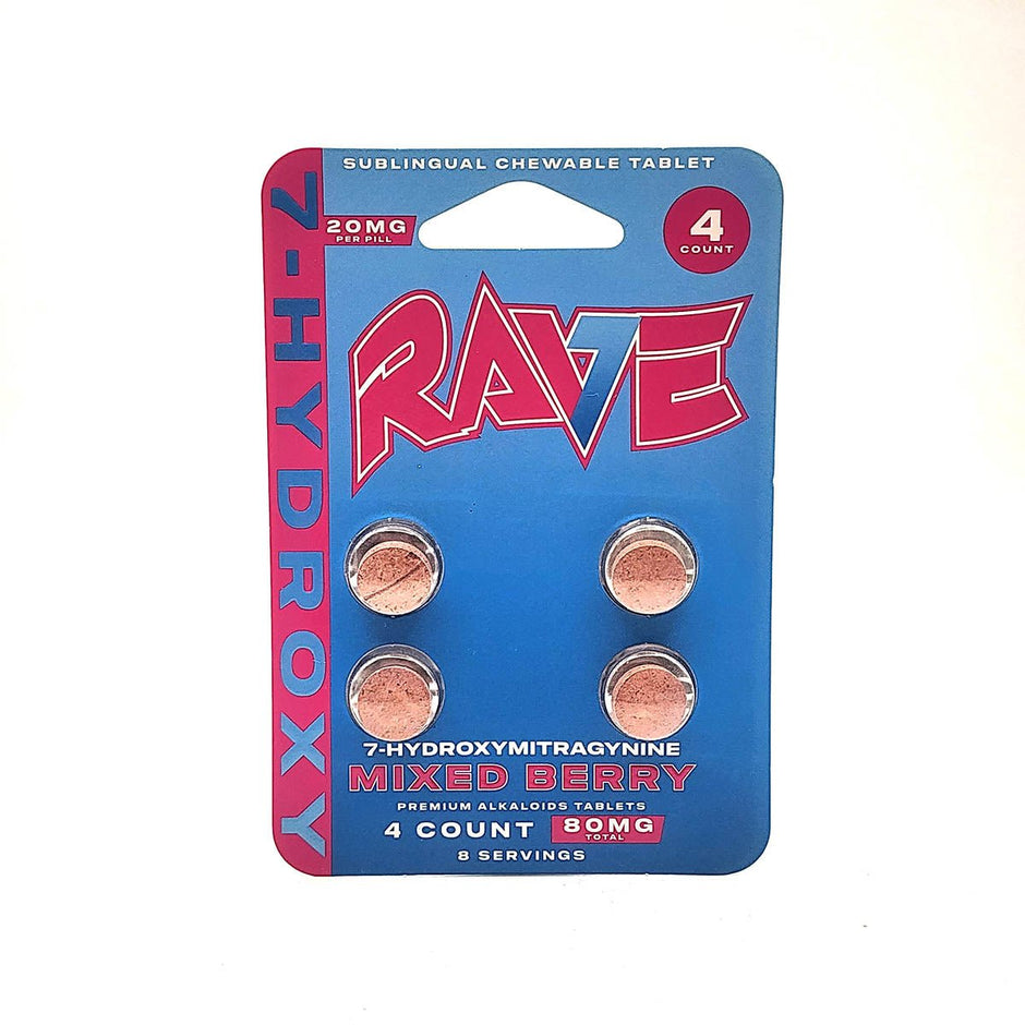 Rave 7 - Mixed 20mg Berry 4 - Count - Kratom Hood