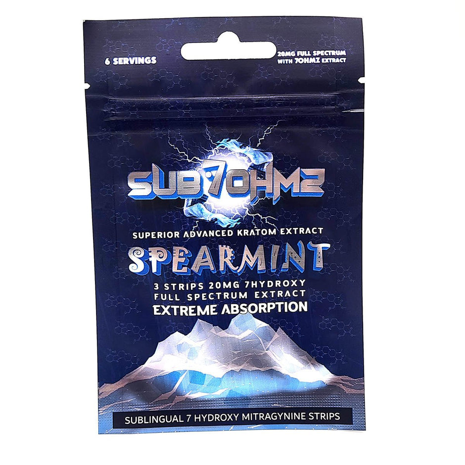 Sub 7Ohmz Spearmint Sublingual Strips 3 Count 20mg - Kratom Hood