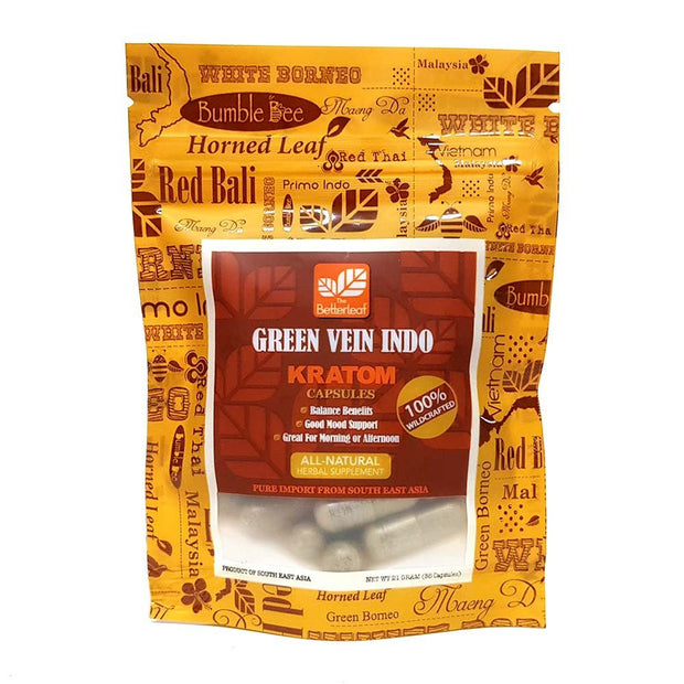 The Betterleaf Green Vein Indo Kratom Capsules - Kratom Hood