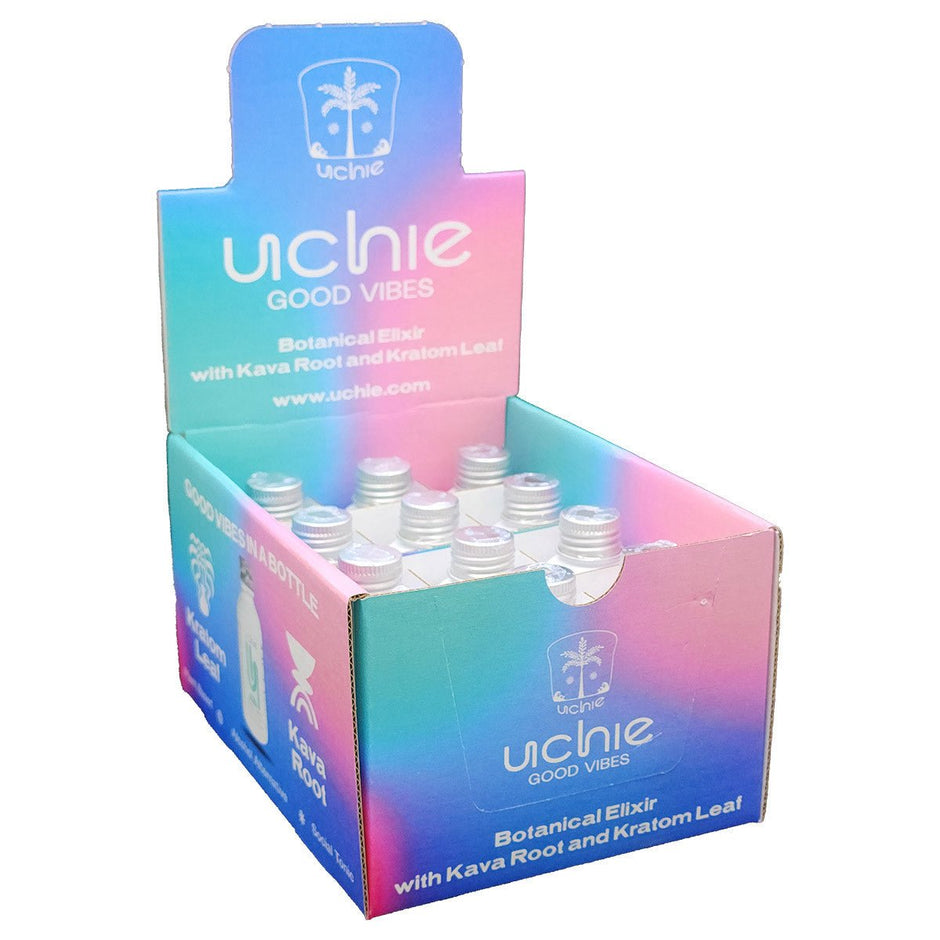 Uchie Good Vibes Kava + Kratom Botanical Elixir Wholesale Display Box - Kratom Hood